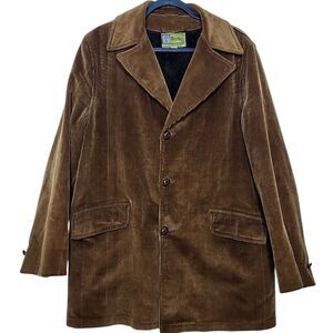 Vintage 60s Derby of San Francisco Sherpa Lined Corduroy Jacket Overcoat Size 42